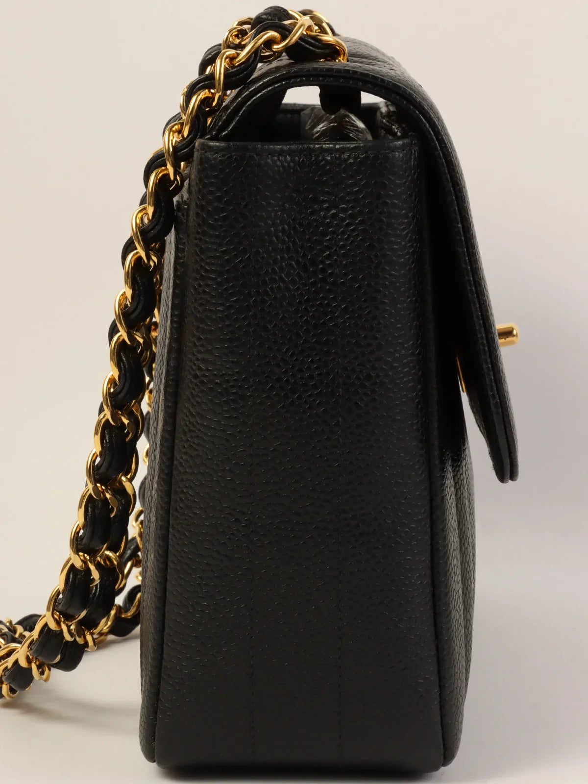 Women's chain bag budget collection -CHANEL Around 1995 Made Caviar Skin Mademoiselle Stitch Turn-Lock Chain Bag Black