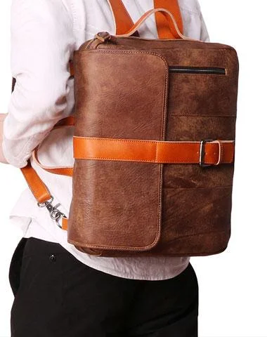 Women's shoulder bag quality sale -Cool Brown Leather Messenger Bag Handbag Shoulder Bag Backpack For Men