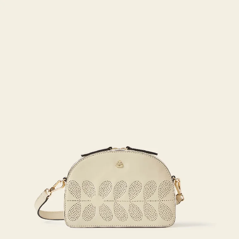 Women's crossbody bags adjustable-trend -Babaluna Crossbody - Cream Punched Flower