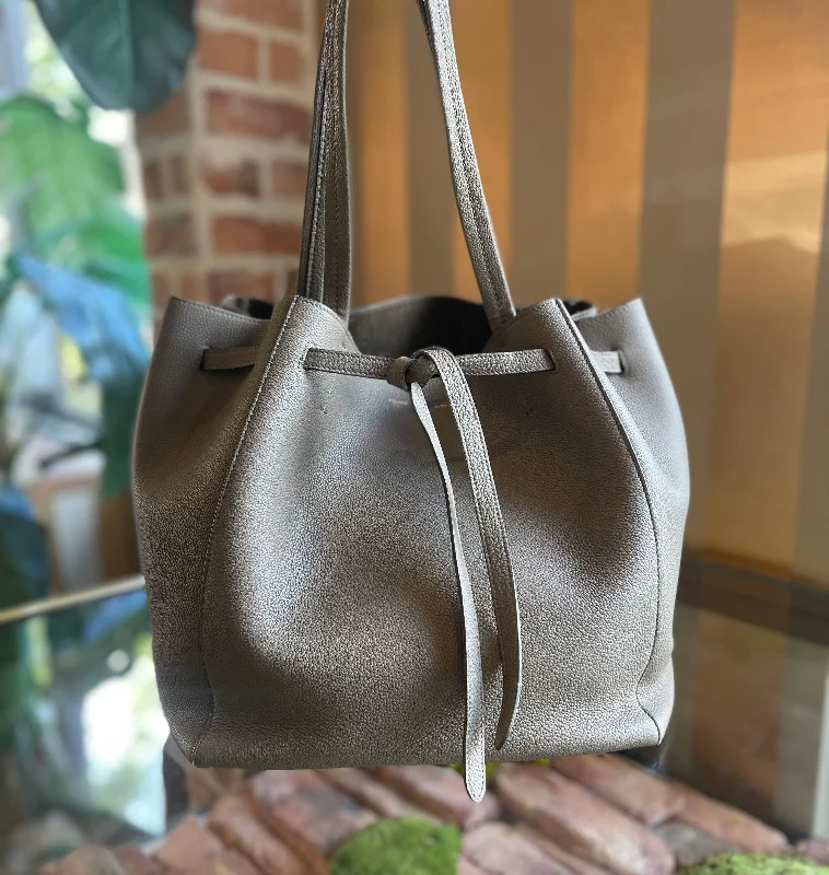 Women's tote bag trendy appeal -CELINE Belt Cabas Phantom Small Gray Soft Grained Calfskin Tote Bag