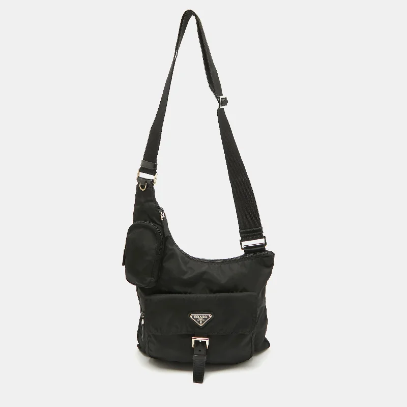 Women's crossbody bags hands-free -Prada Black Nylon Pocket Crossbody Bag