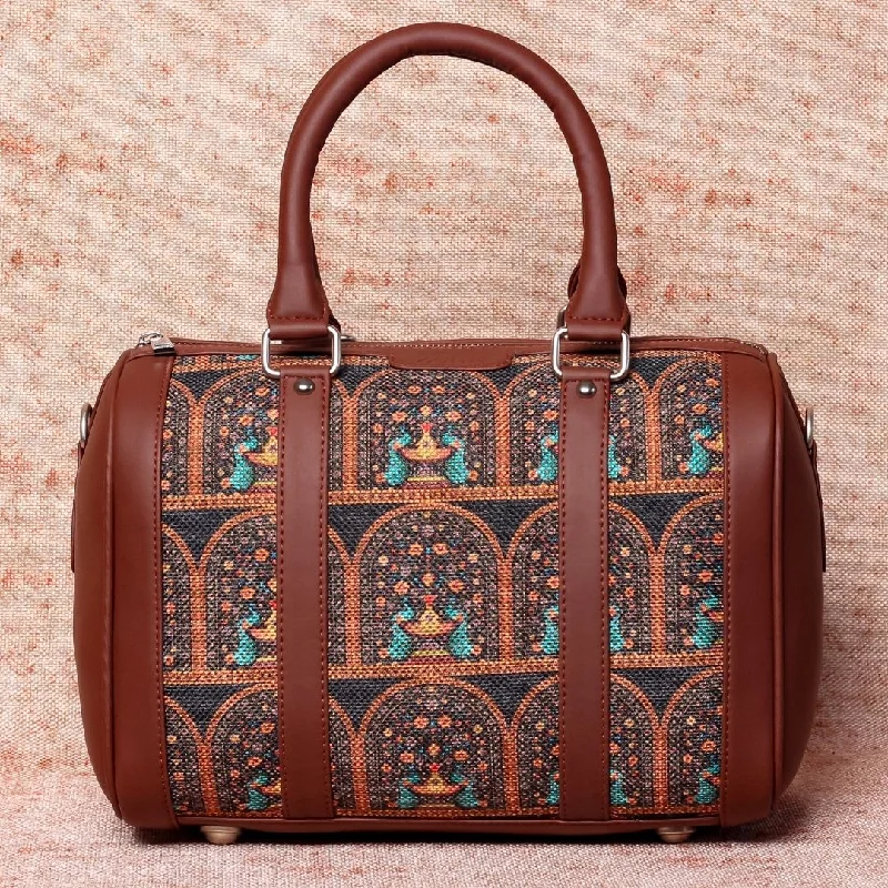 Women's handbags mini -Royal Indian Peacock Motif Handbag