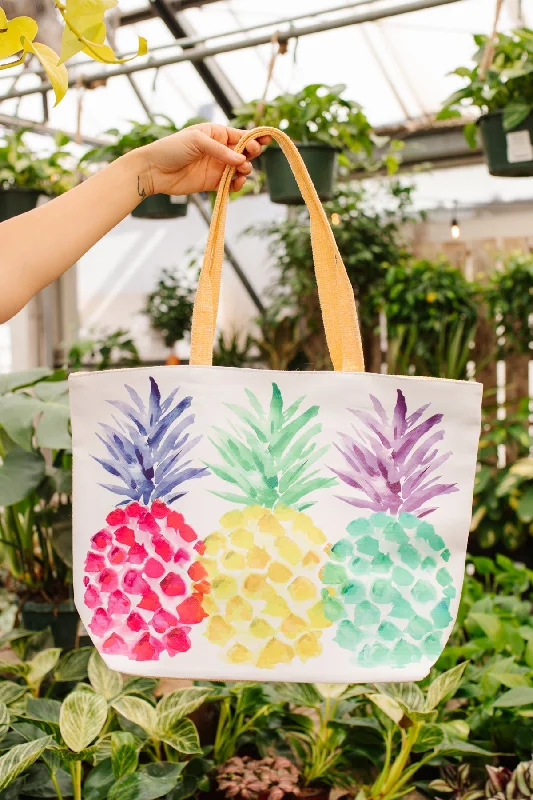 Women's tote bag ergonomic design -Tropical Pineapple Tote