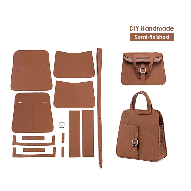 Women's crossbody bags minimalist -Horseshoe Bag DIY Kit Top Grain Leather Crossbody Bag