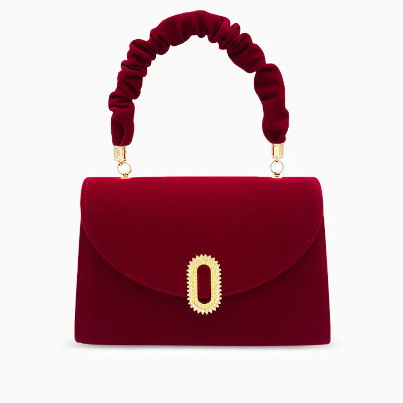 Women's handbags preppy -Priscilla Red Velvet Handbag