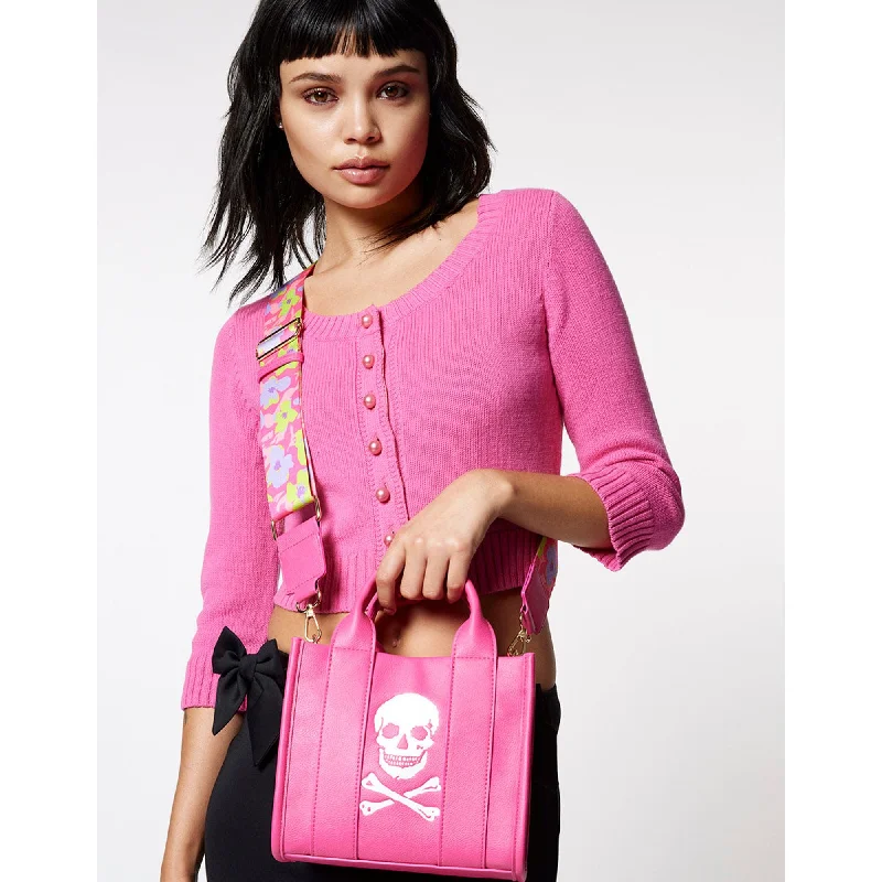 Women's tote bag high-end finish -Skully Deboss Mini Tote Pink