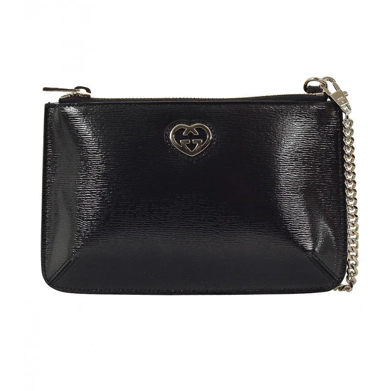 Women's chain bag fast-access sale -Gucci Black shiny leather chain cosmetic case