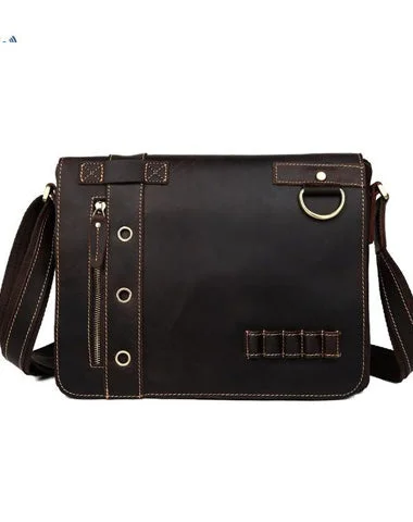 Women's shoulder bag excellent quality -Vintage Casual Leather Mens 12inch Messenger Bag Side Bag Shoulder Bag for Men