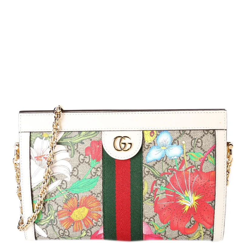 Women's chain bag performance offer -GG Supreme Flora Ophidia Small Chain White