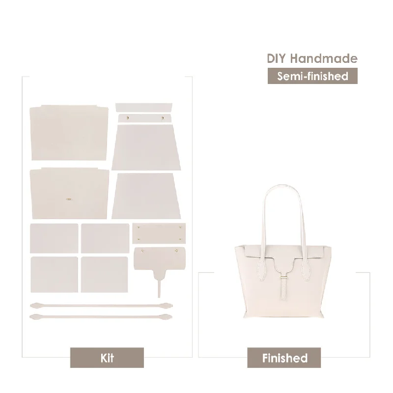 Women's tote bag fashion collection -POPSEWING® Leather Women White Tote Bag DIY Kit