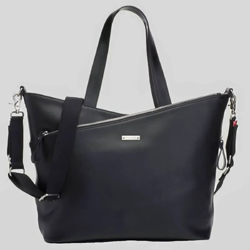 Women's tote bag rich tones -Women's Lucinda Tote Diaper Bag In Black Leather