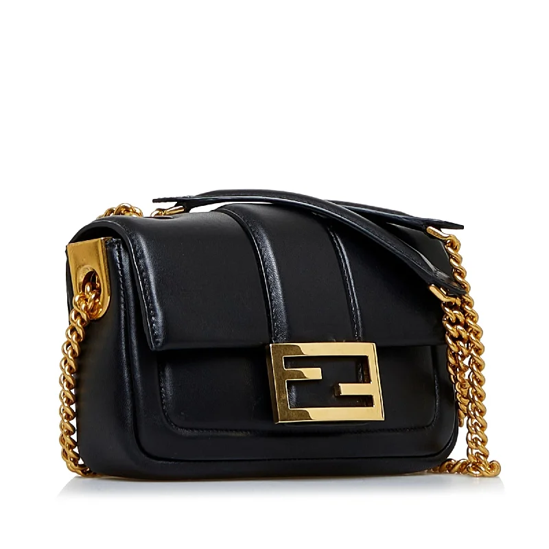 Women's chain bag comfort carry -Fendi Mini Baguette Chain Bag (SHG-oIRSHU)