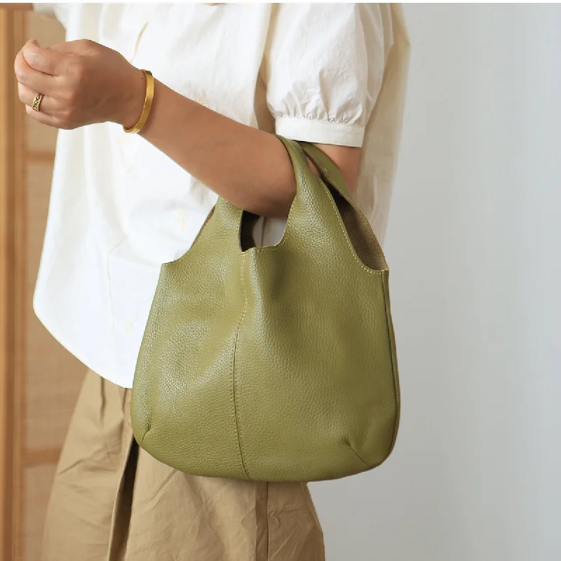 Women's handbags satchel -Vintage Womens Small Leather Tote Bag Green Leather Handbags For Women