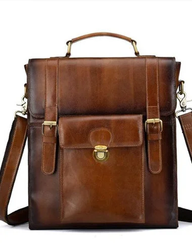 Women's shoulder bag custom design -Cool Leather Mens Briefcase Messenger Bag Shoulder Bag Satchel Backpack for men