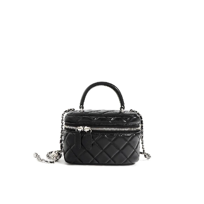 Women's chain bag fast-access outfit -Leather Quilting Mini Box Chain Bag