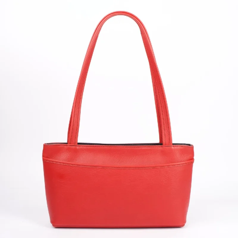 Women's handbags red-suede -HAPPY EXTRA, Streamline Handbag, Red