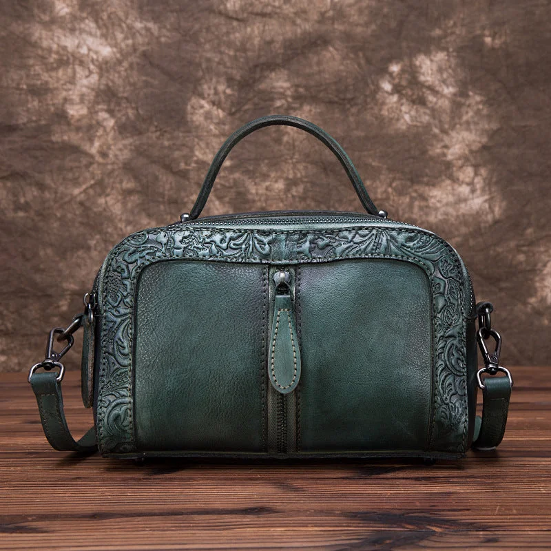 Women's handbags green -Green Leather Womens Small Crossbody Bag Side Bags For Women