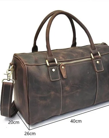 Women's bucket bags flap-style -Genuine Leather Mens Cool Weekender Bag Travel Bag Duffle Bags Overnight Bag Holdall Bag for men