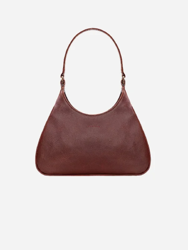 Women's shoulder bag official retailer -Audrey Vegan Corn Leather Shoulder Bag | Matte Brown