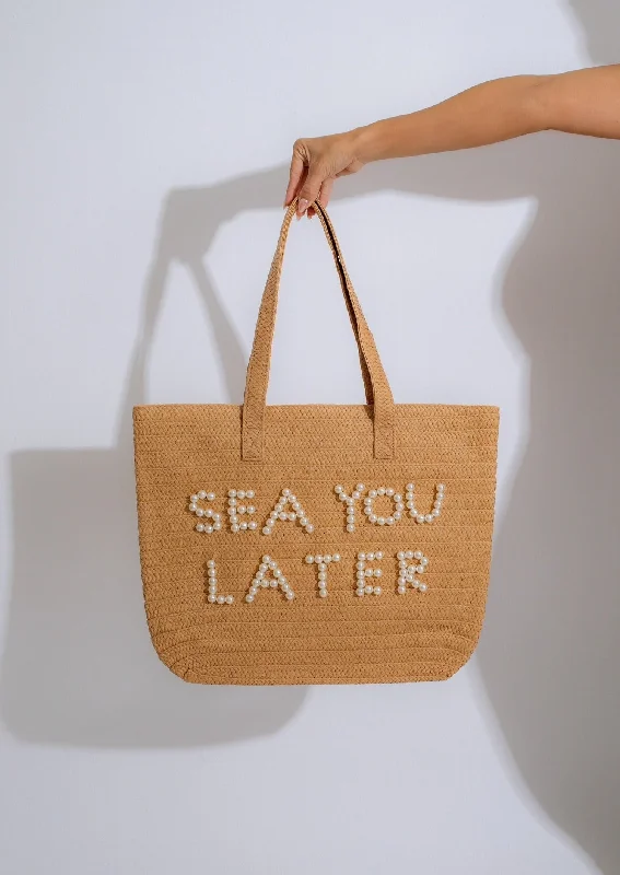 Women's tote bag quality special -Sea You Later Pearl Tote Bag Nude