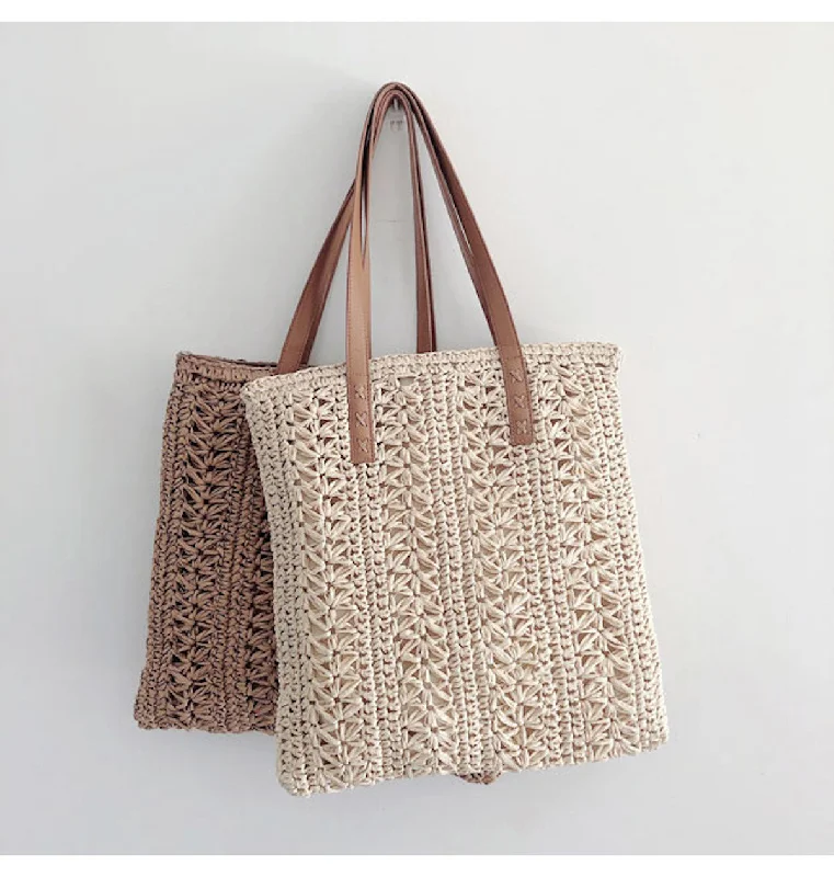 Women's handbags high-end -Elena Handbags Straw Woven Summer Fashion Bag