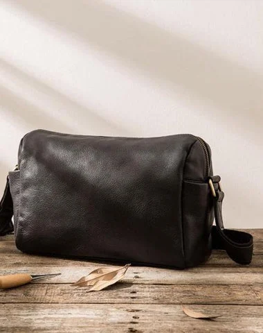 Women's shoulder bag prompt delivery -Cool Small Leather Black Mens Messenger Bags Shoulder Bags  for Men