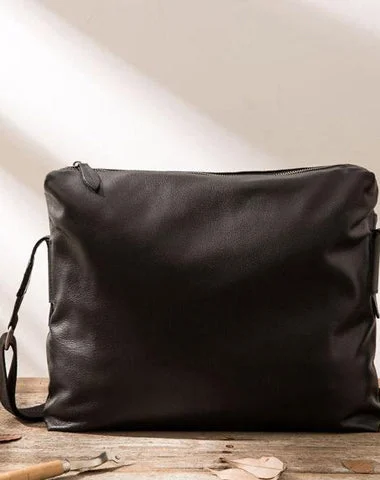 Women's shoulder bag performance special -Black Cool Leather Mens Large Messenger Bags Shoulder Bags  for Men