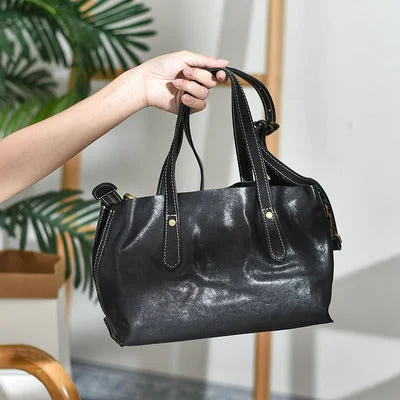 Women's handbags office-chic -Small Womens Casual Black Shoulder Handbag Genuine Leather Tote Bags