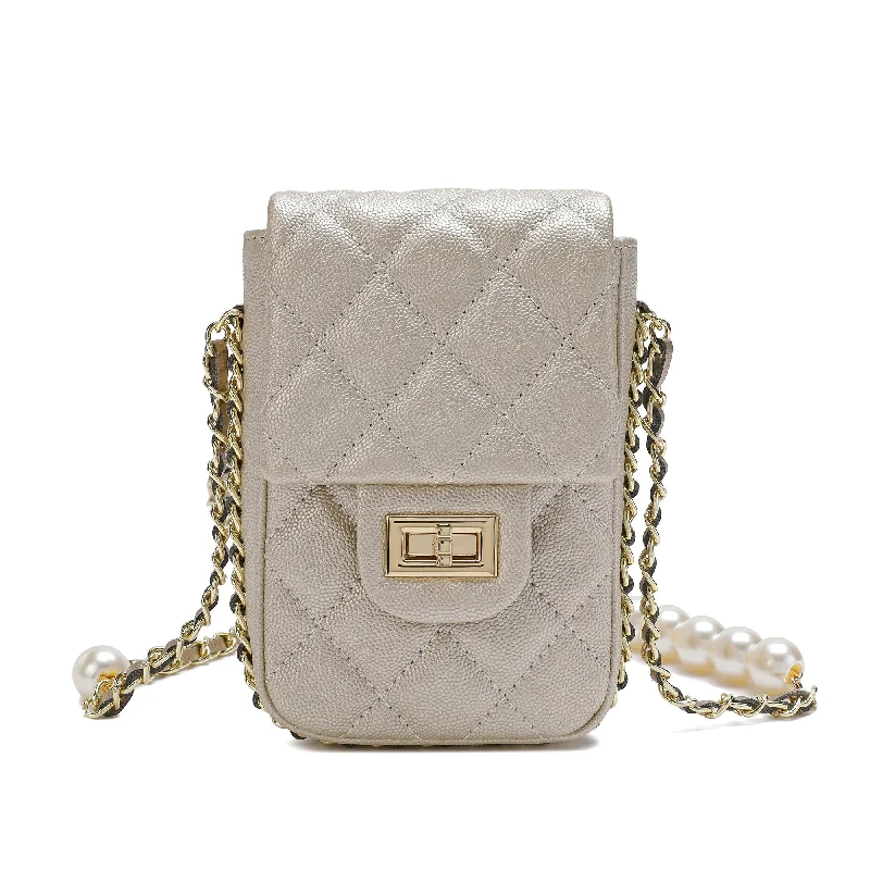 Women's crossbody bags canvas-casual -Tiffany & Fred Lizard Quilted Sheepskin Leather Crossbody Bag