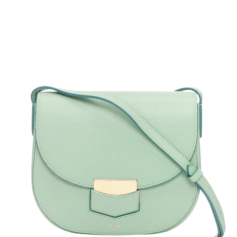 Women's crossbody bags eco-chic -Celine Trotteur mint green leather small crossbody bag