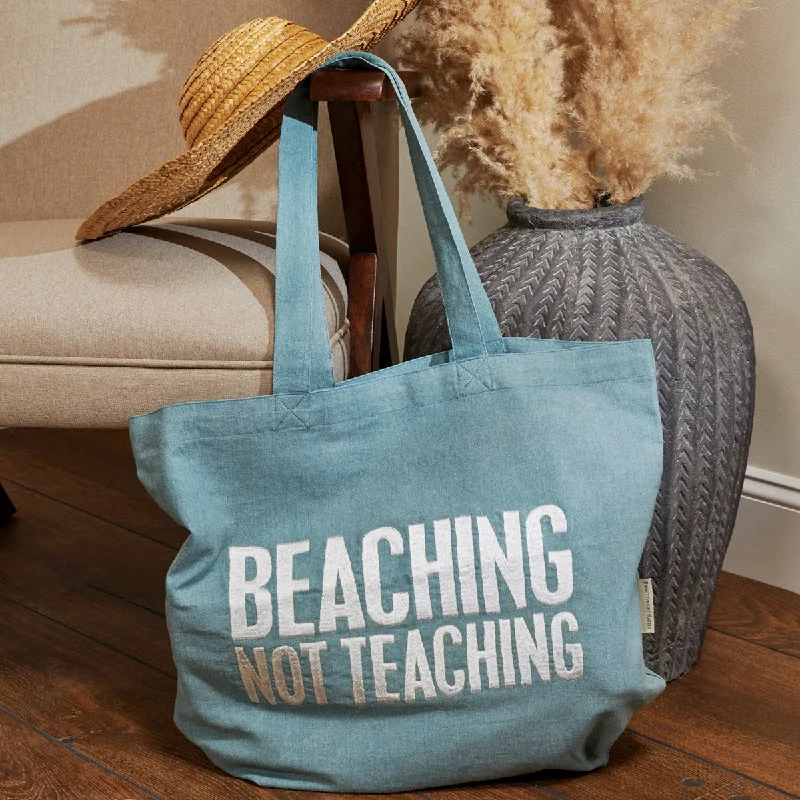 Women's tote bag squad pick -'Beaching Not Teaching' Blue Tote Bag