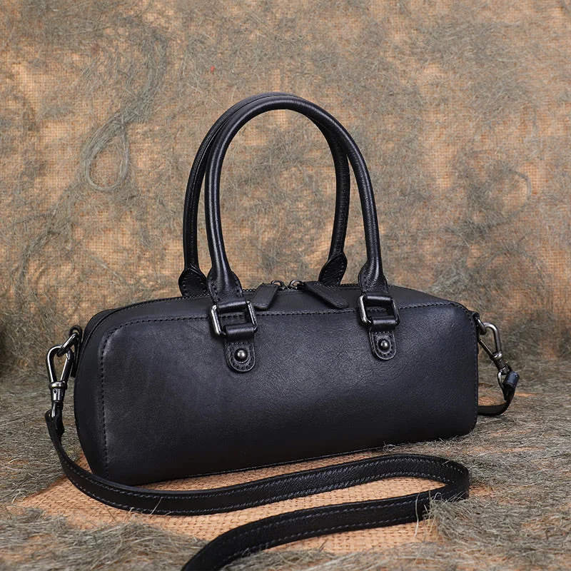 Women's handbags oversized -Small Womens Black Shoulder Handbag Genuine Leather Crossbody Bags