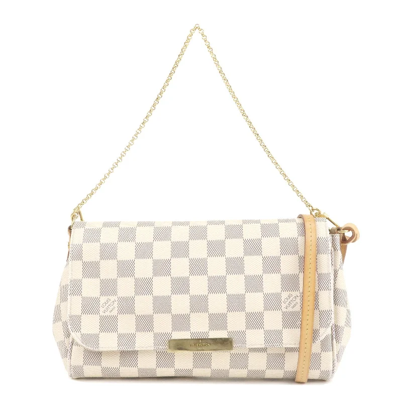 Women's shoulder bag quick-carry offer -Louis Vuitton Damier Azur Favorite MM 2Way Shoulder Bag N41275