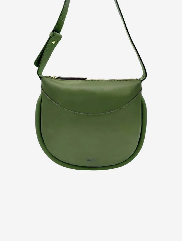 Women's shoulder bag zipper closure -Adele Desserto® Cactus Leather Vegan Shoulder Bag | Green