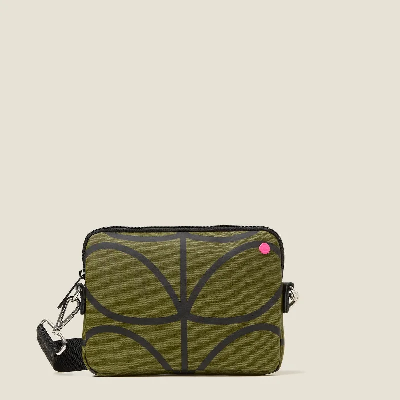 Women's crossbody bags brown-rich -The Slim Crossbody - Giant Linear Stem Olive