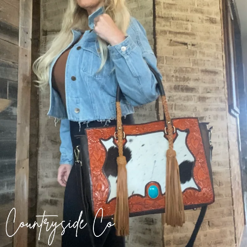 Women's tote bag affordable apparel -Athena Cowhide Concealed Carry Tote Purse