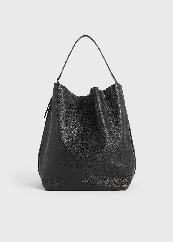 Women's tote bag light totes -Belted grained-leather tote black