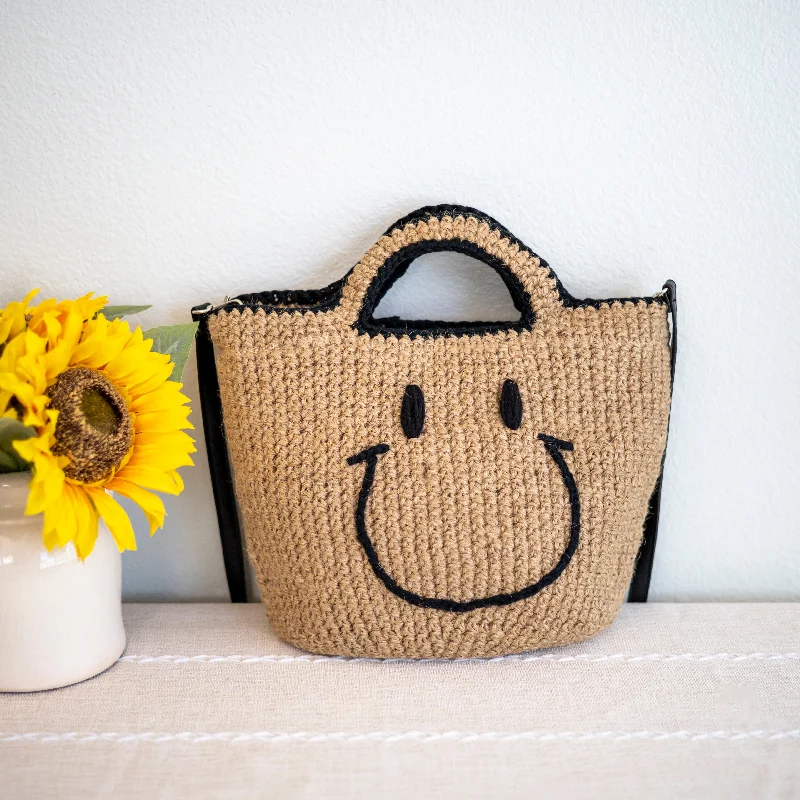 Women's handbags evening-glam -Elena Handbags Twine Woven Smiley Face Bag