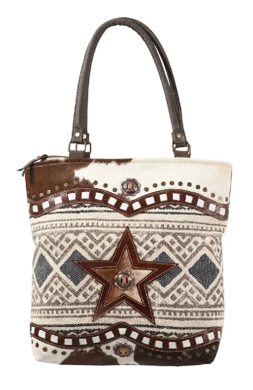 Women's tote bag budget sale -Star Canvas & Hair On Tote