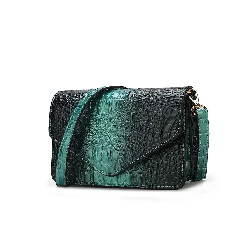 Women's crossbody bags leather-luxury -Avery Faux Crocodile Embossed Gradient Crossbody Bag