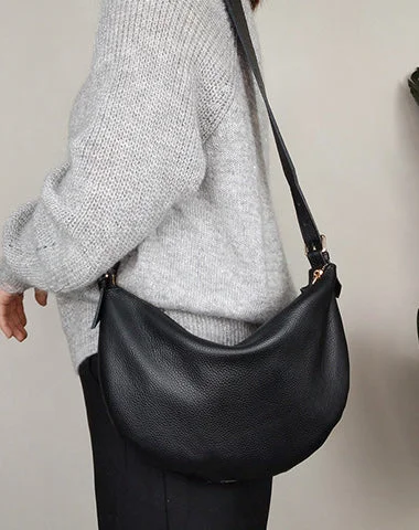 Women's shoulder bag fast-access style -Fashion Women Black Leather Saddle Shoulder Bag Side Bag White Saddle Crossbody Bag Purse For Women