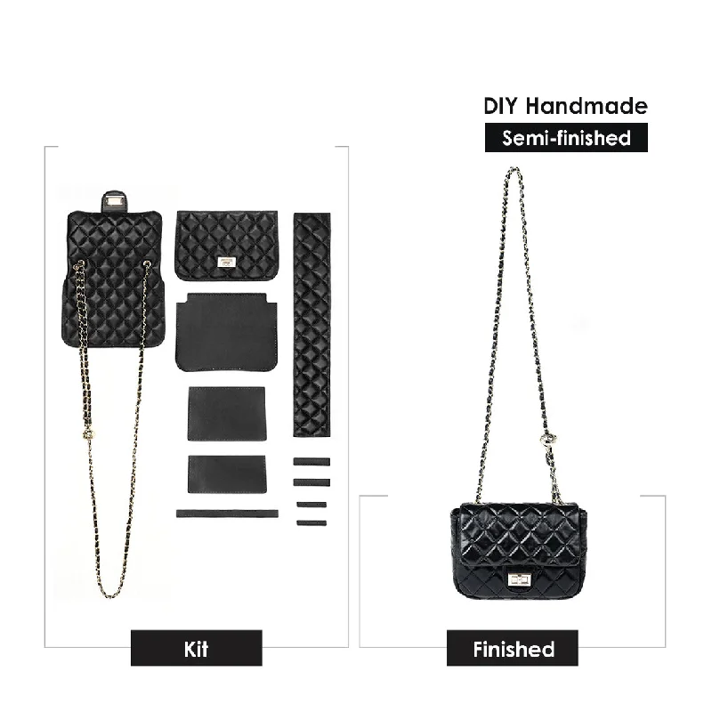 Women's chain bag crew kit -POPSEWING® Top Grain Leather Small Quilted Chain Bag DIY Kit