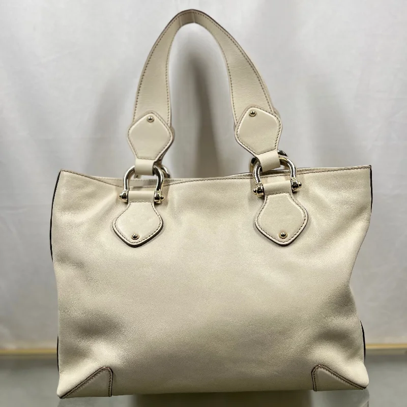 Women's tote bag size options -GUCCI Cream Soft Calfskin Leather Small Tote