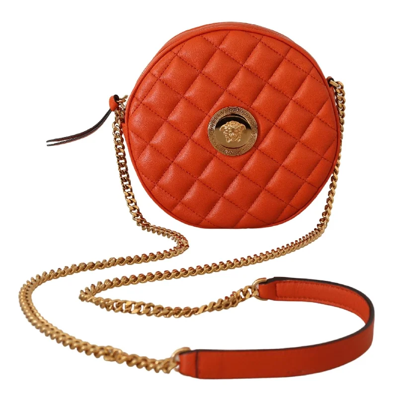 Women's crossbody bags premium -Versace Elegant Round Nappa Leather Crossbody Women's Bag