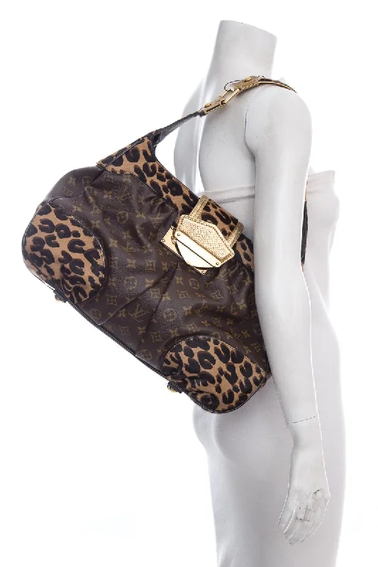 Women's handbags durable-build -Louis Vuitton Brown Monogram Leopard Polly Handbag