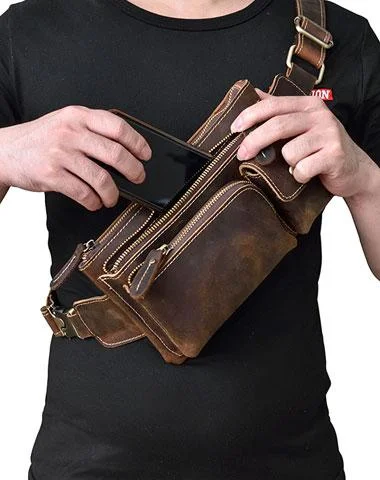 Women's bucket bags fashionable-look -Retro and Cool LEATHER MENS FANNY PACK FOR MEN BUMBAG Vintage WAIST BAGS