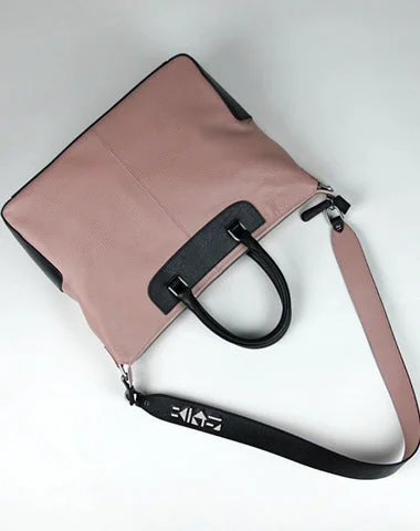 Women's handbags work-essential -Classic Large Womens Pink Leather Work Handbag Purse Leather Shoulder Purse Bag for Ladies