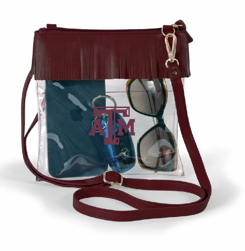 Women's crossbody bags modern-trend -Texas A&M Clear Crossbody w/ Fringe