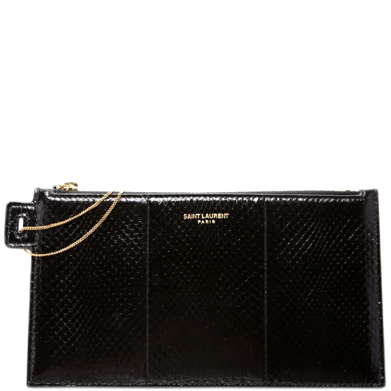 Women's chain bag performance ensemble -Snakeskin Pouch w/ Chain