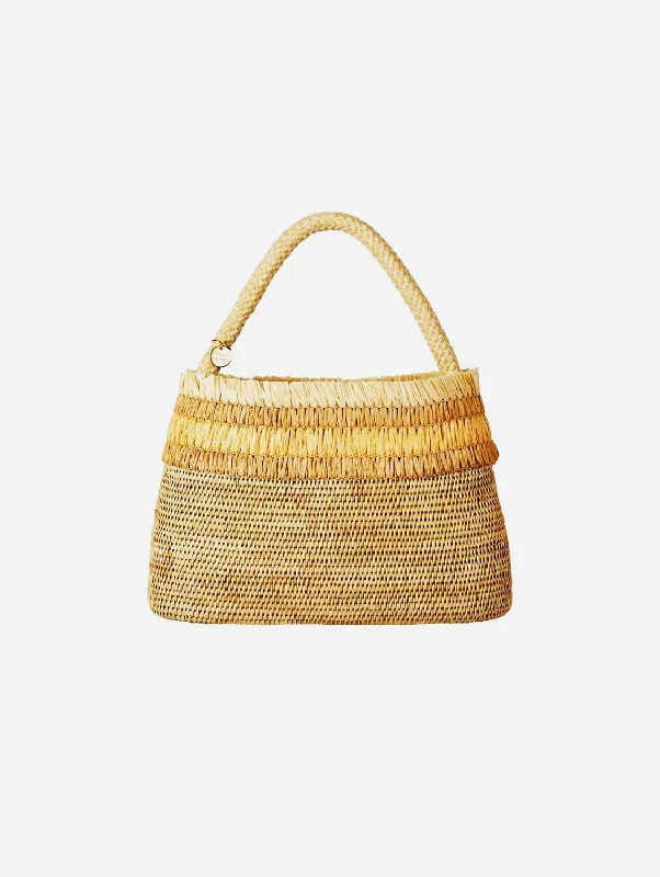 Women's handbags lined-interior -Raha Handwoven Atta Vegan Oval Handbag | Natural & Beige